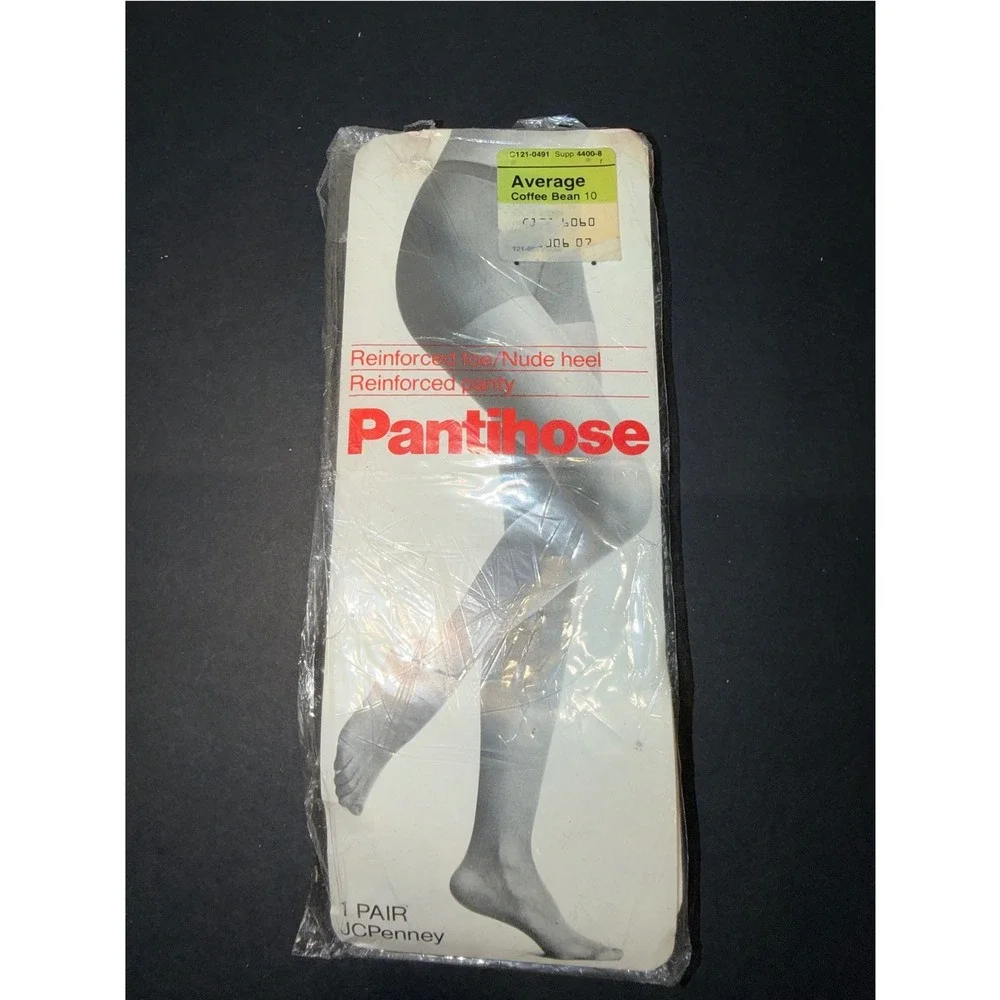 Vintage JCPenney Pantyhose Coffee Bean 10 Average Reinforced Toe Nude Heel USA